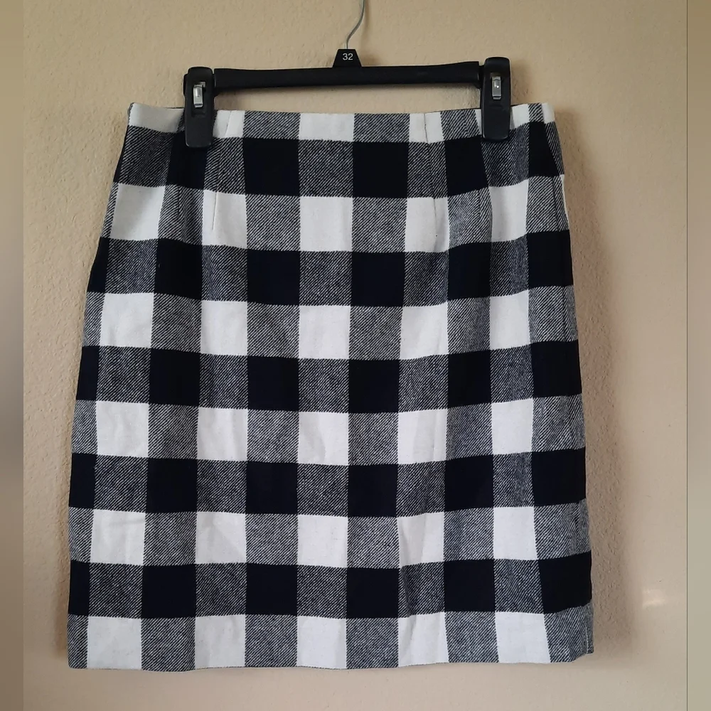 Talbots Gingham Buffalo Plaid wool blend skirt